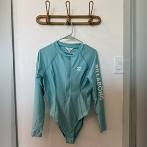 Billabong Light Teal Front-Zip Rashguard